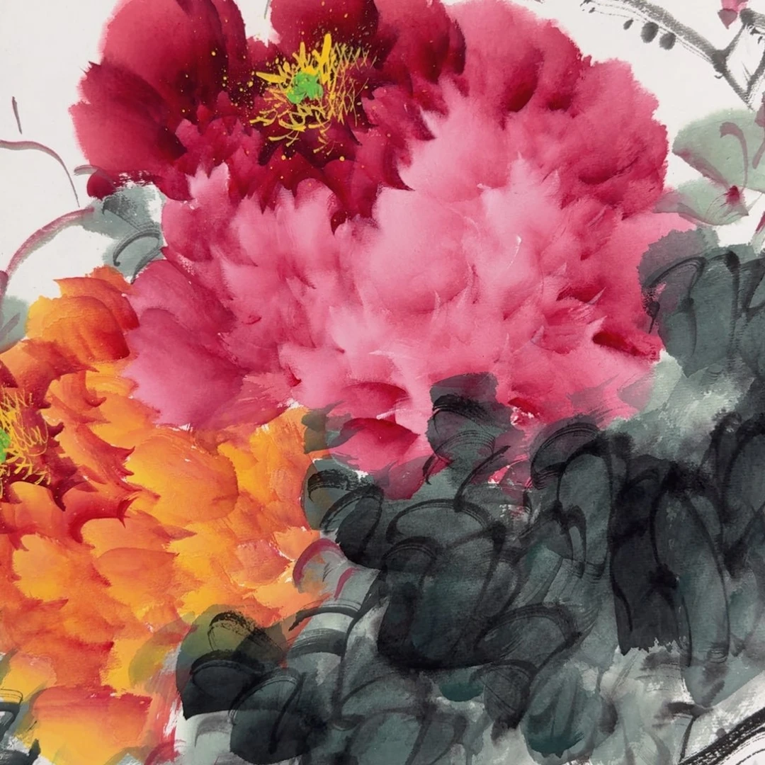 国画纯手绘山水花鸟作品斗方