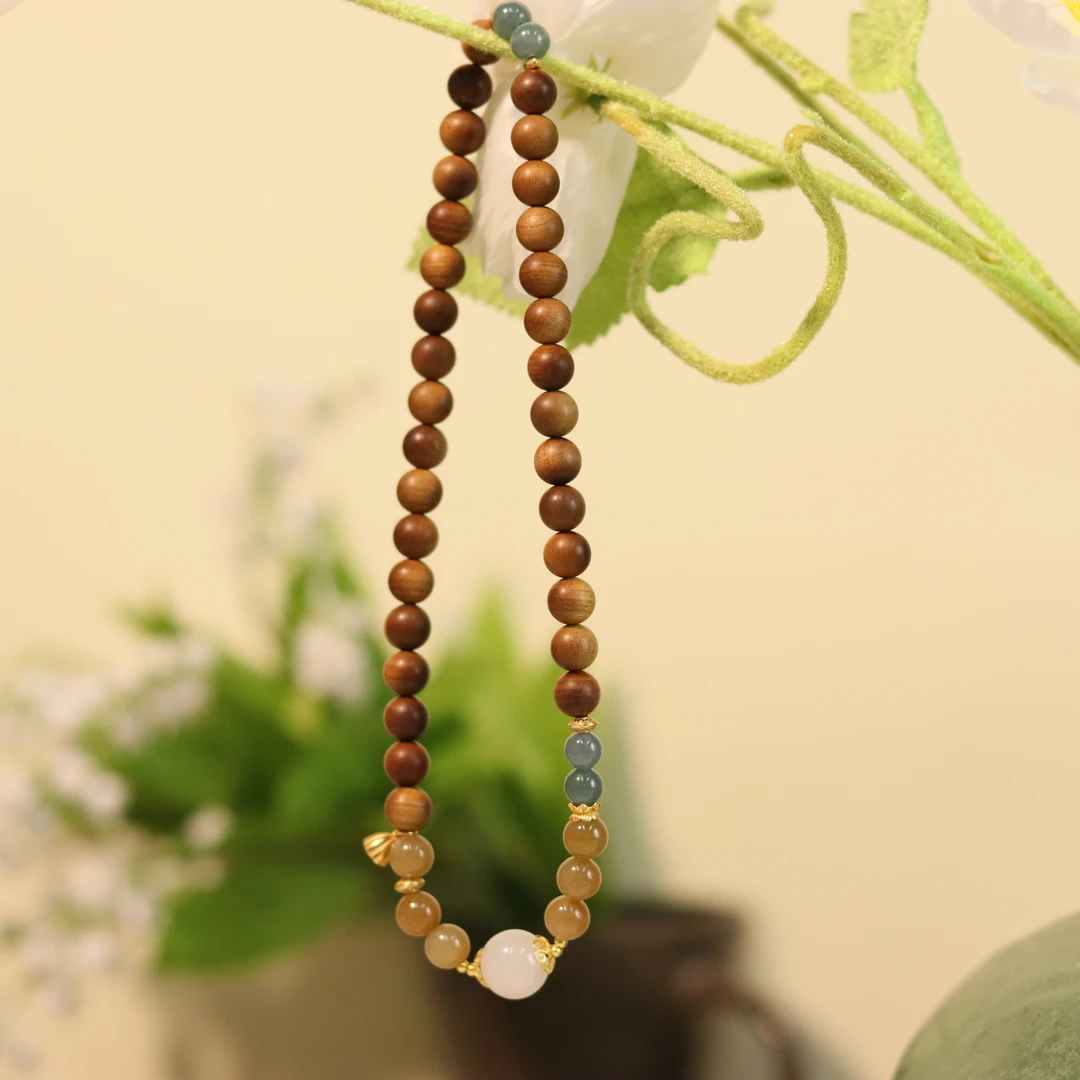 ZC10A18107[原创]老山檀和田玉蓝翡多圈手串（多样性发货）