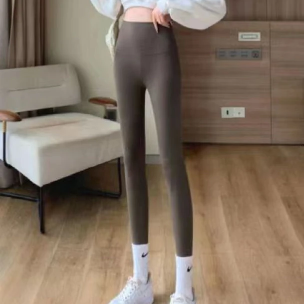 X3553【新款】高腰收腹提臀健身瑜伽芭比咖色裤子