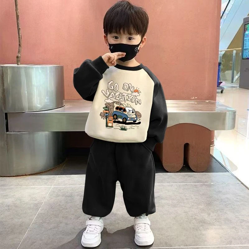 男童春秋长袖卫衣套装2025新款儿童休闲运动两件套洋气男孩衣服聚