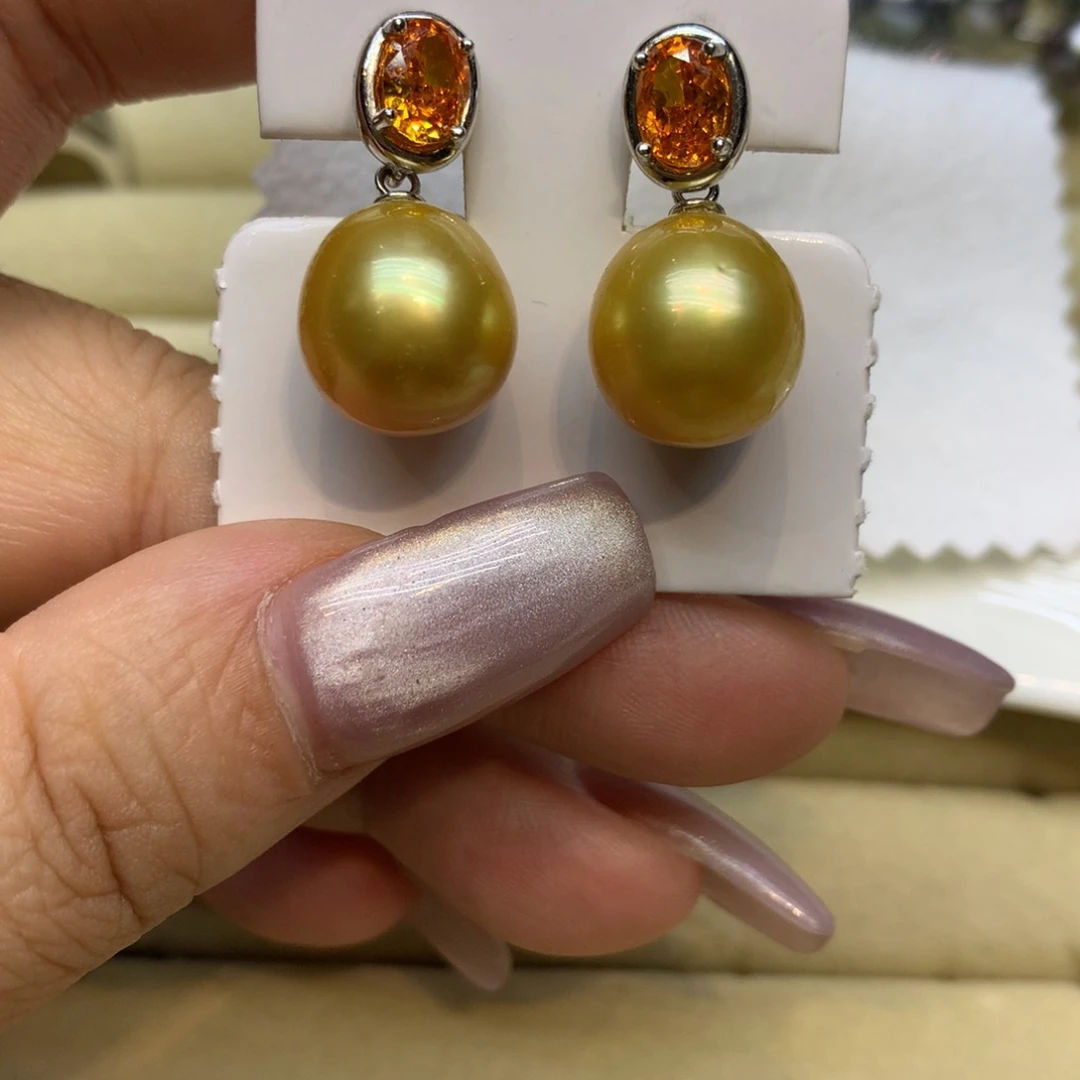 银S925镶嵌耳饰海水珍珠