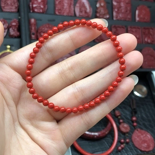 天然辰砂红砂0.4手链
