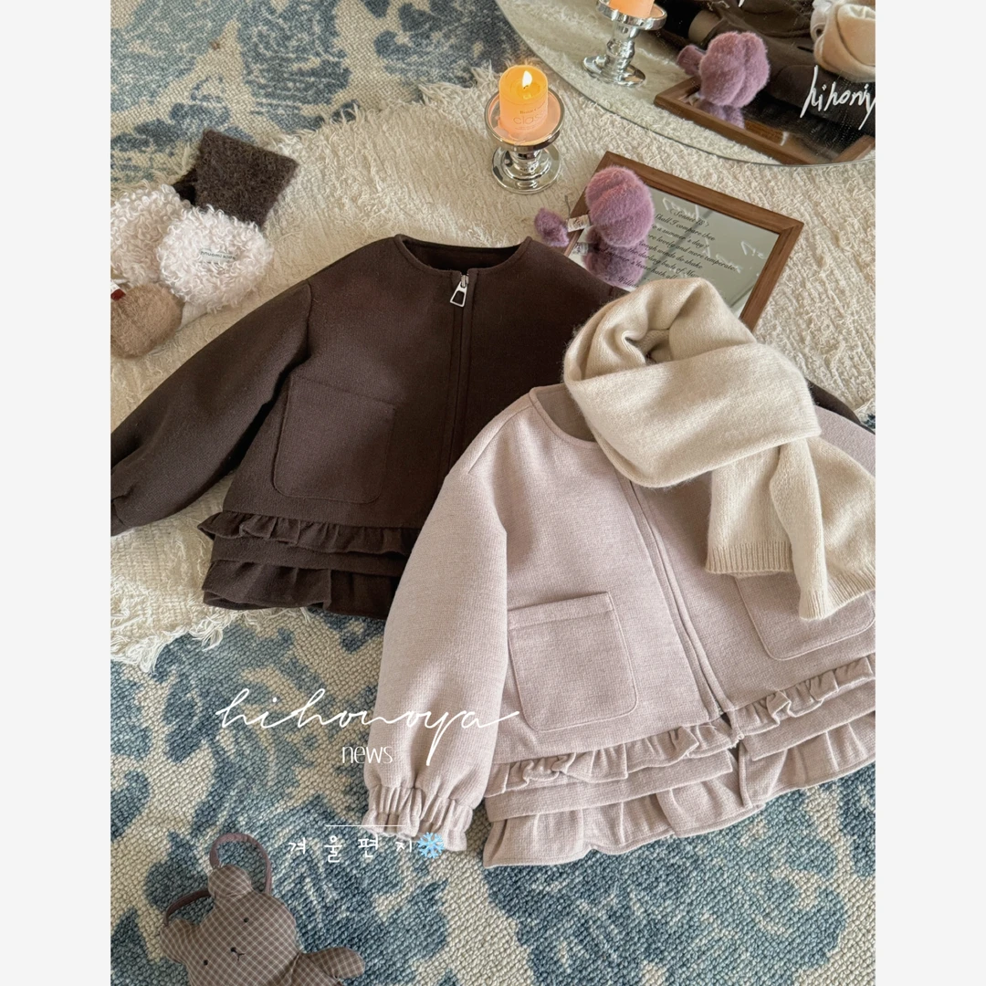 【枫糖可莉】十三Hihoniya~2025秋冬亲子小香风花边羊毛气质羽绒服