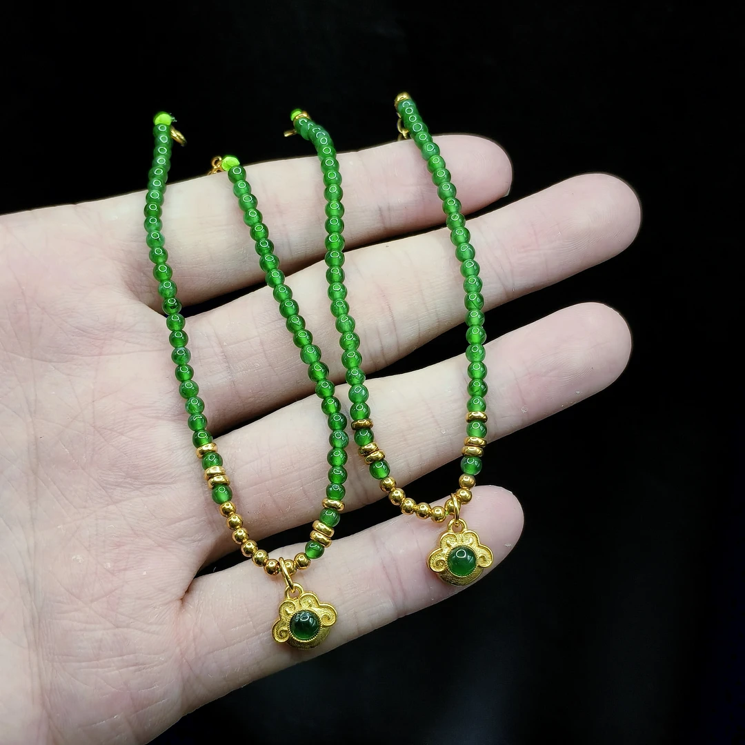 【东北哥精选】S925银翡翠DIY单圈手链Y13【多样性发其一】约3mm