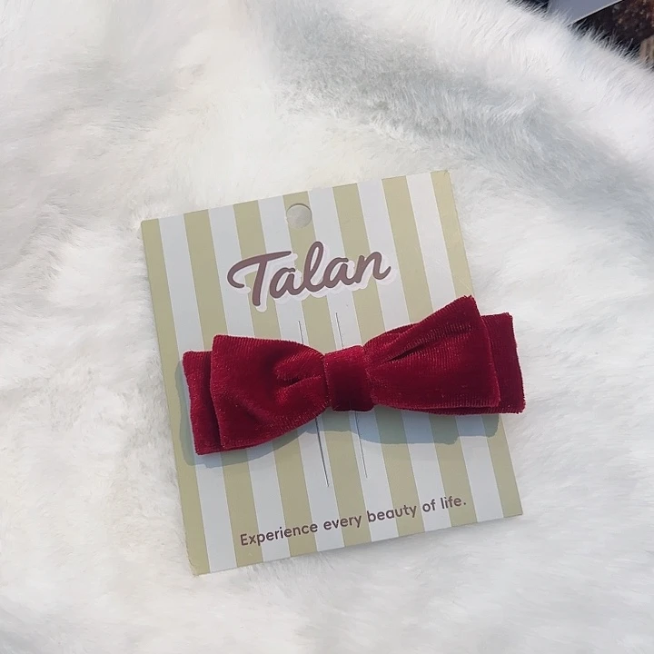 非金属布艺红色丝绒蝴蝶结鸭嘴夹