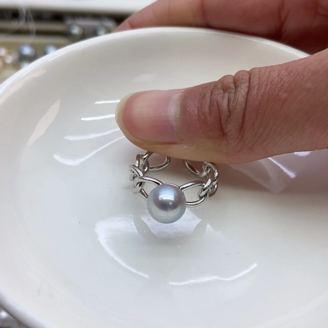 海水珍珠戒指银S925镶嵌