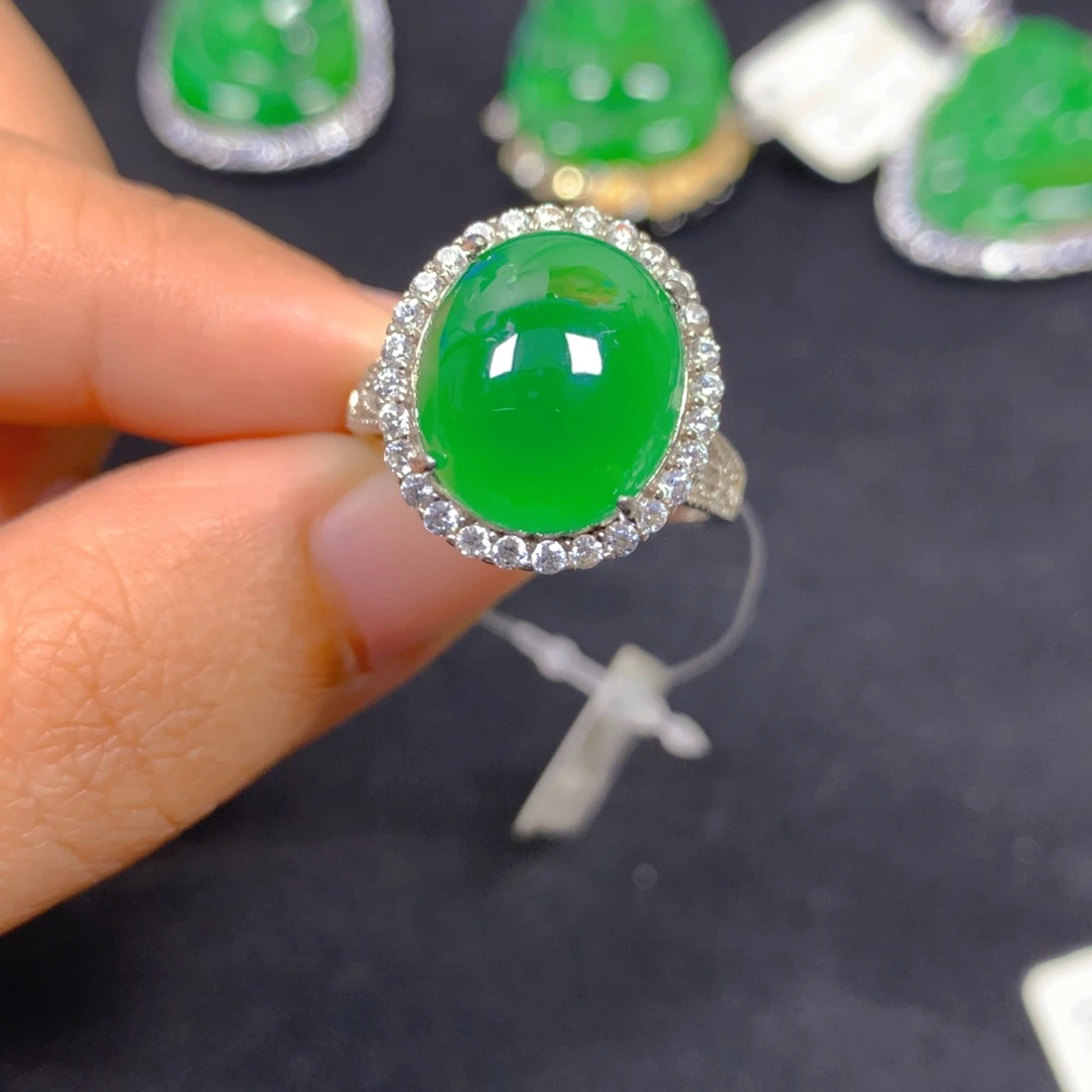 翡翠银S925镶嵌戒指