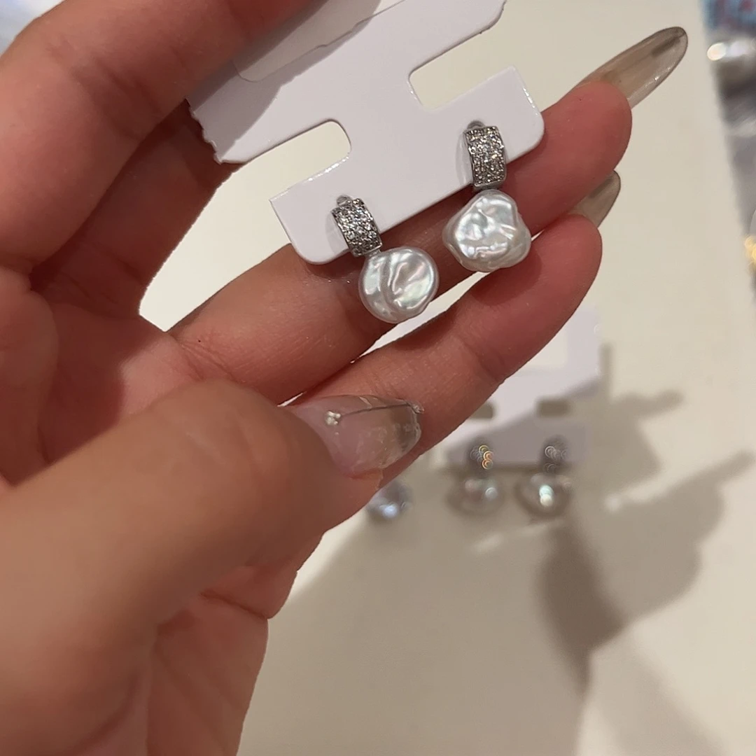 合金淡水珍珠耳饰