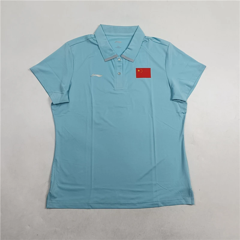 李宁短袖秋季女款乒乓球系列时尚透气常规休闲短袖POLO衫ATSQ390-