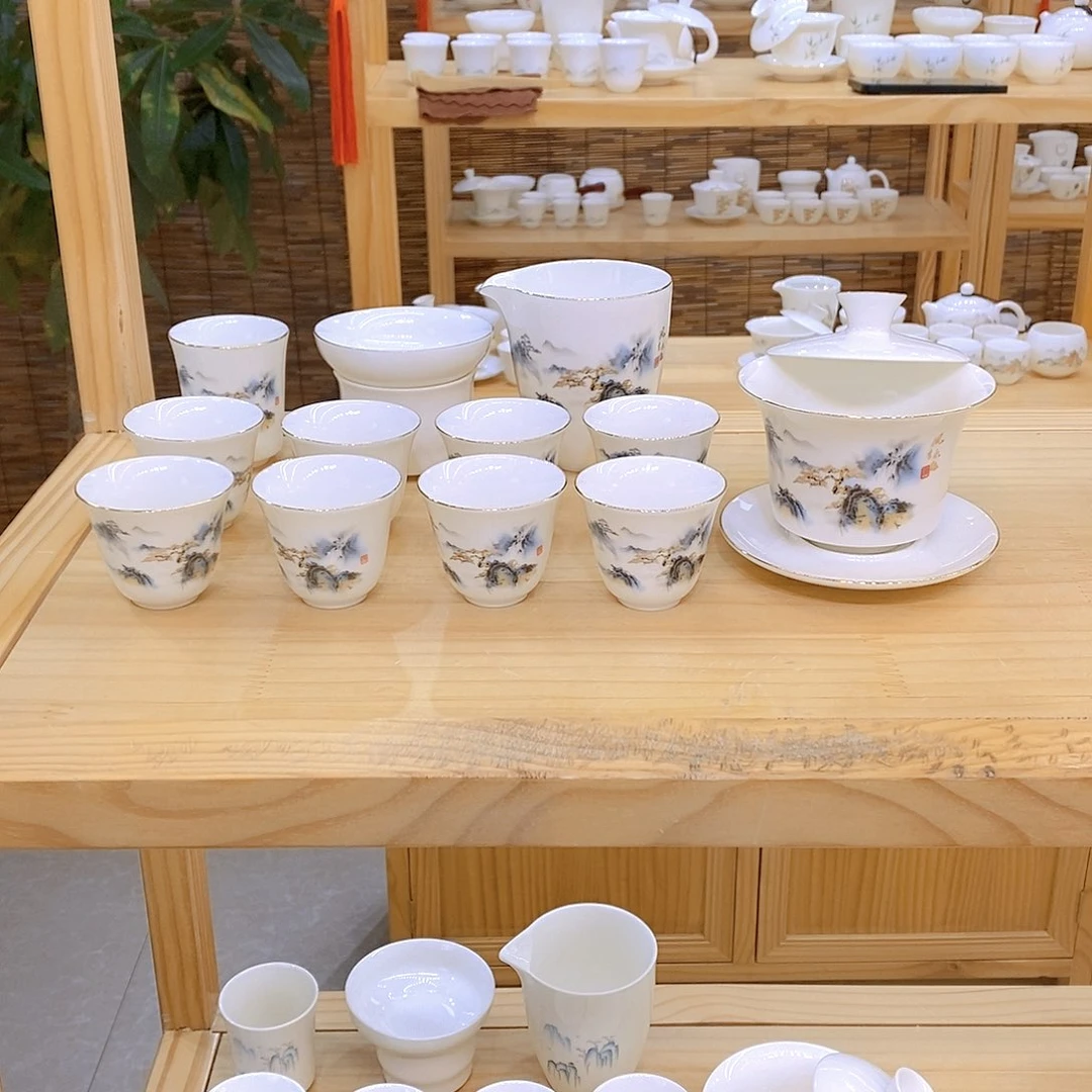 羊脂玉瓷茶具套装