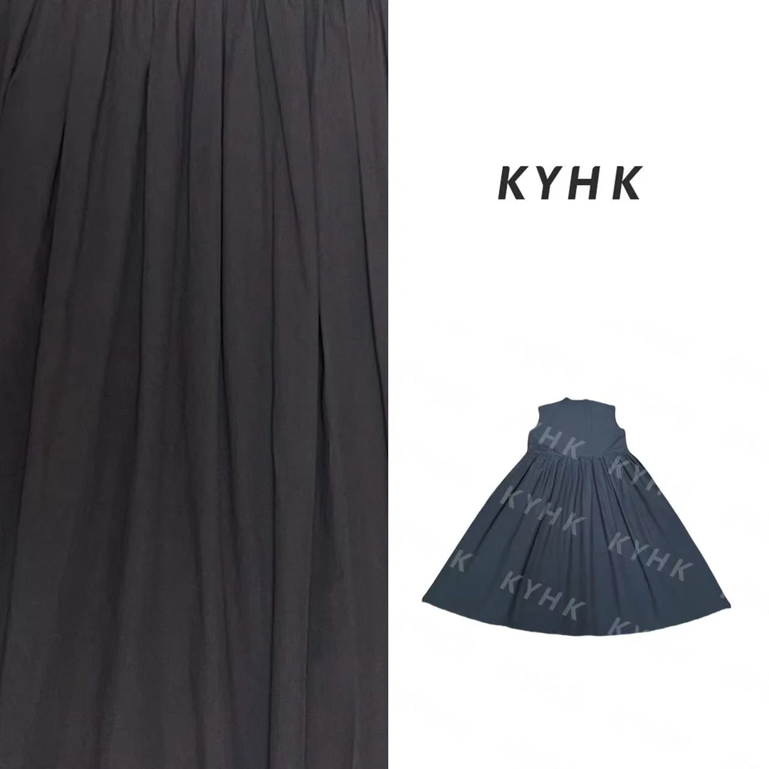 KYHK极简休闲A字小盖袖圆领背心连衣裙女250377