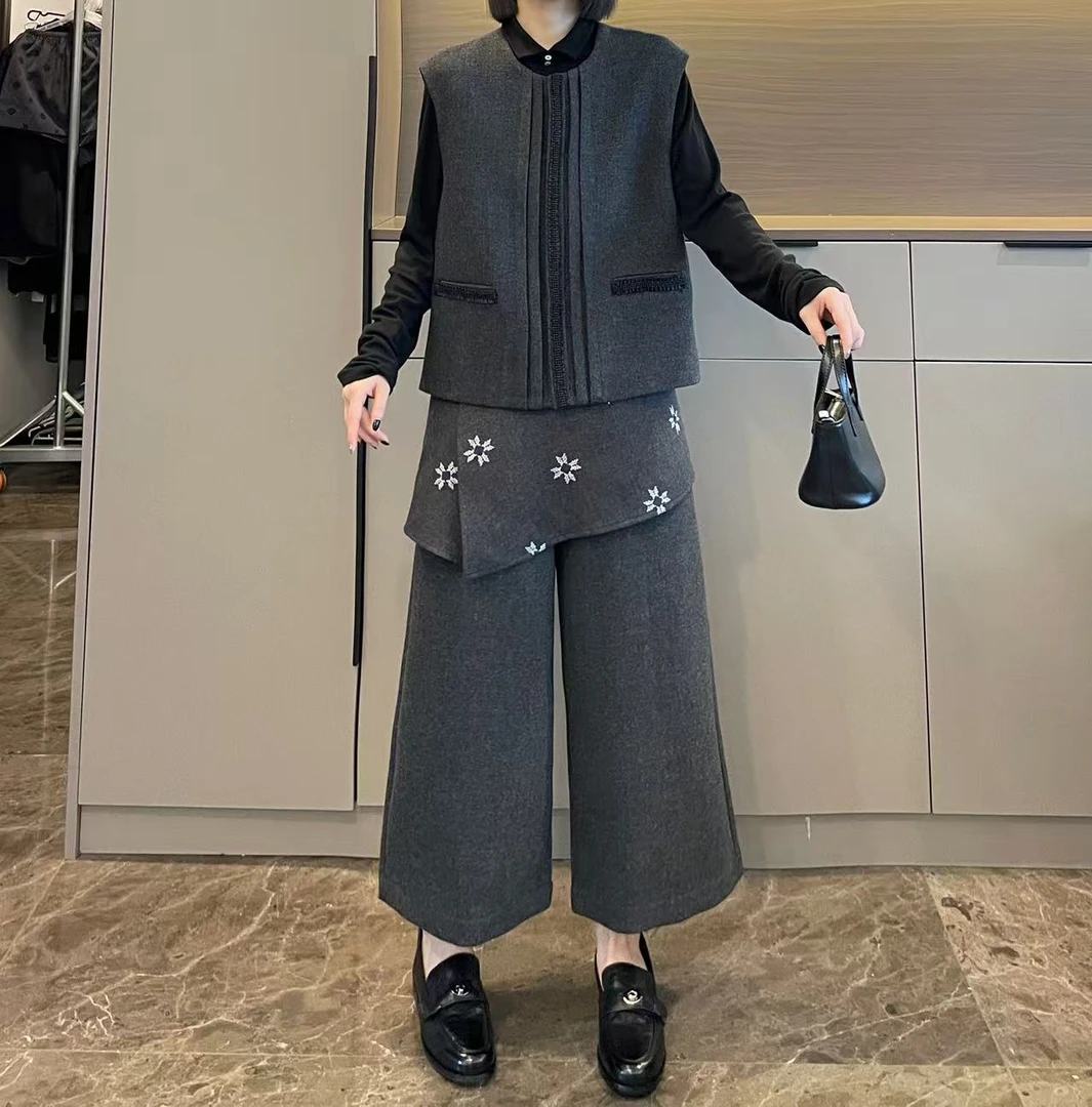 米可/MK-2748LJ【马甲+长裤套装】时尚休闲气质显瘦秋季新款套装