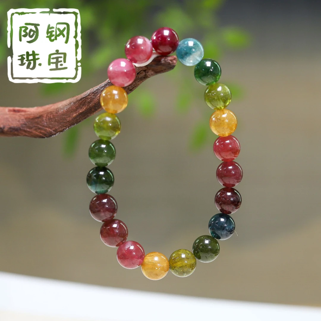 【高品高透】彩虹碧玺宝石手串百搭简约热门手串多样性发其一-BX188
