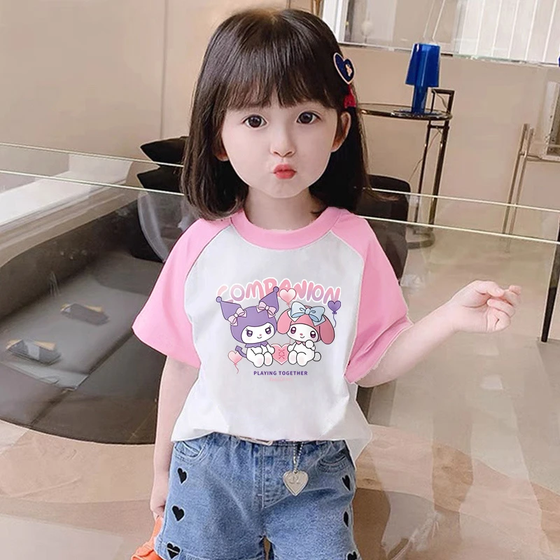 女童短袖T恤2025新款女孩薄款圆领纯棉中大童休闲半袖夏装上衣服