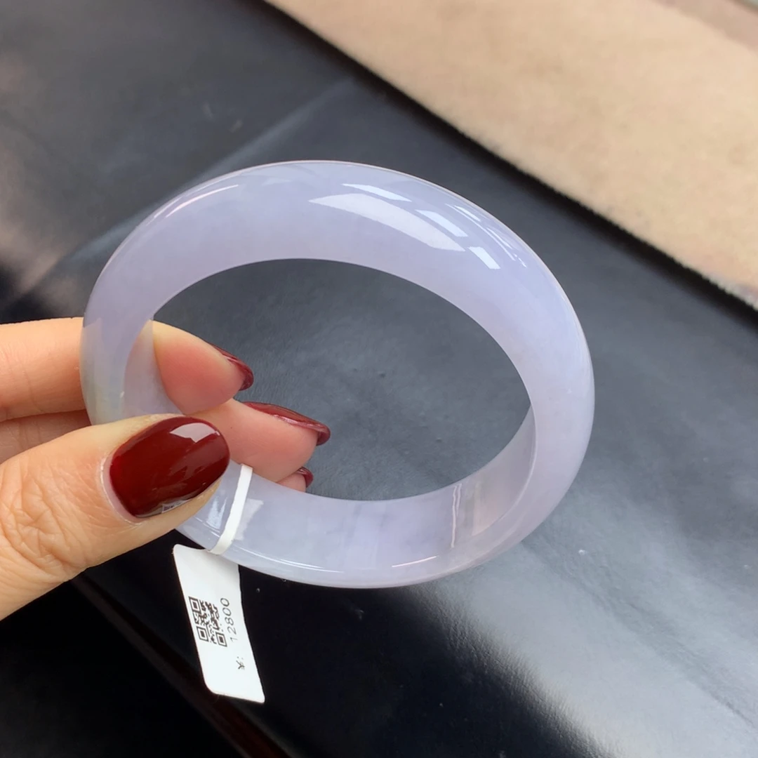 翡翠未镶嵌手镯紫色轮胎