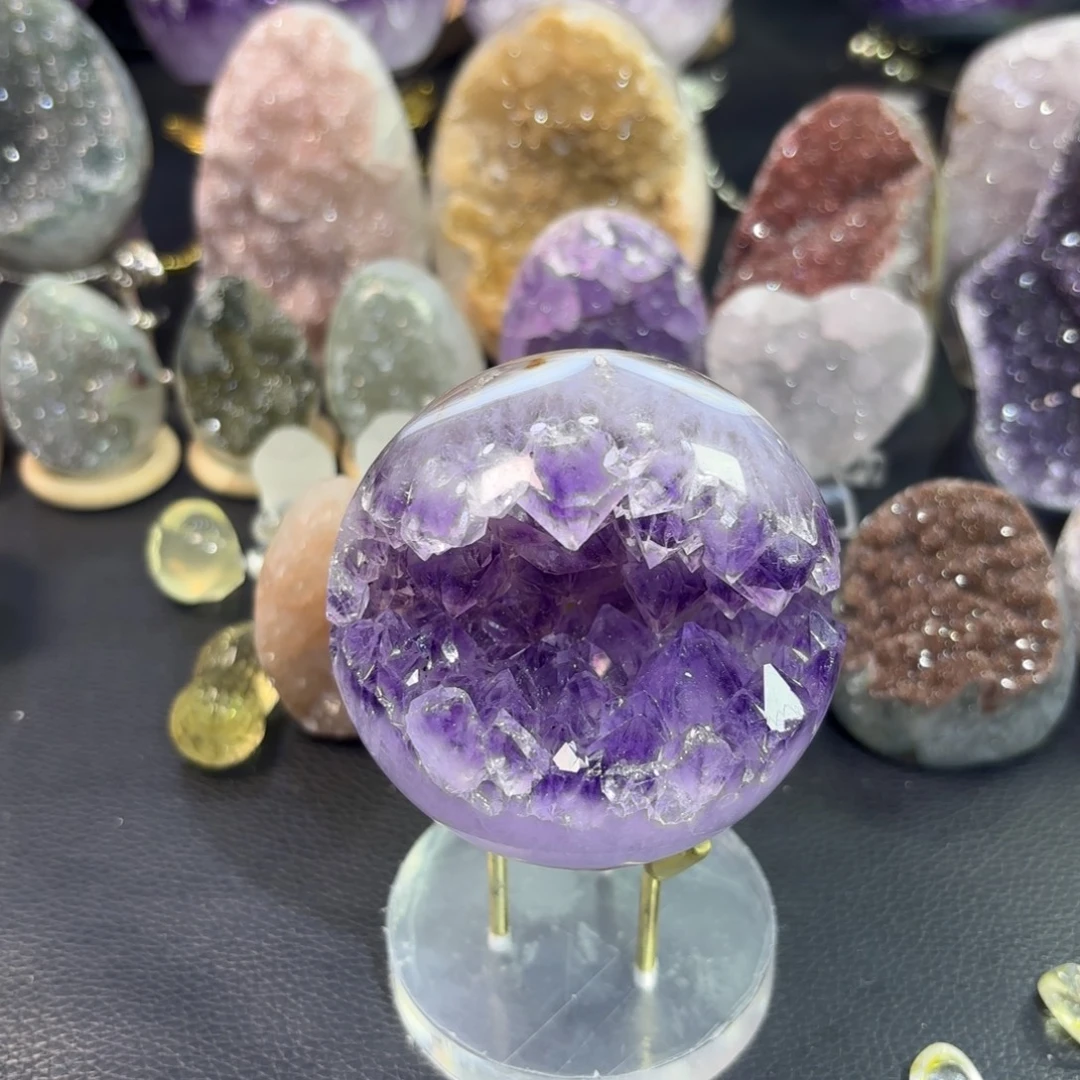 大型摆件（非配饰）紫晶未镶嵌全抛开口笑