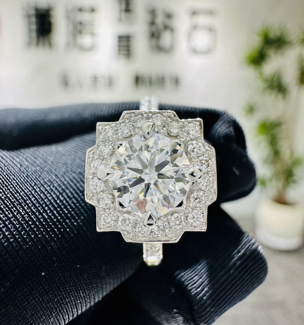 实验室培育钻石HW款圆形围镶戒指