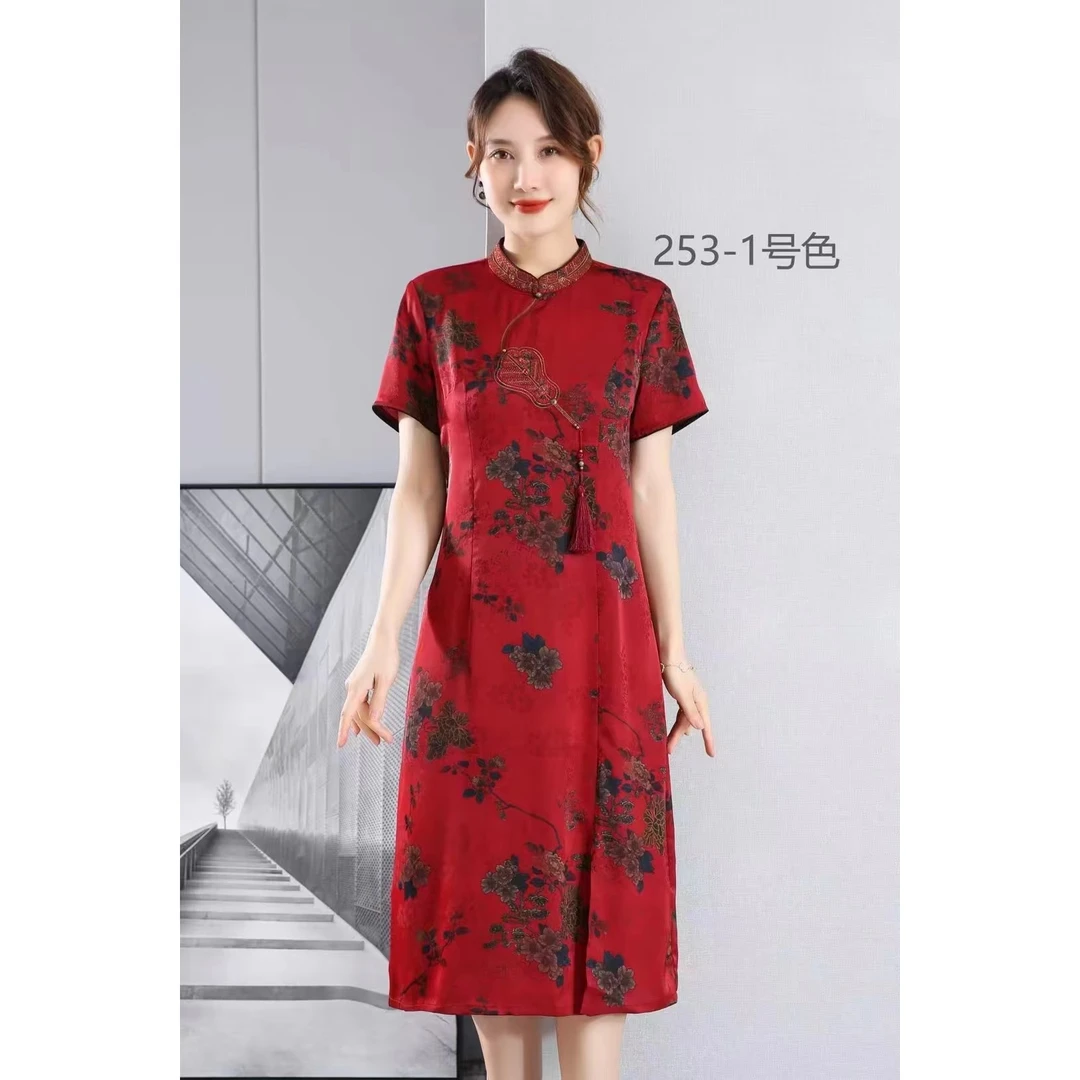 9-253-29  红色 绿色 新款精致连衣裙