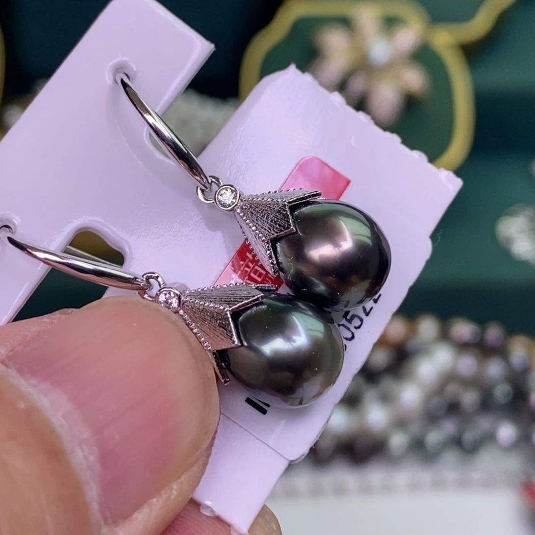 银S925镶嵌耳饰海水珍珠