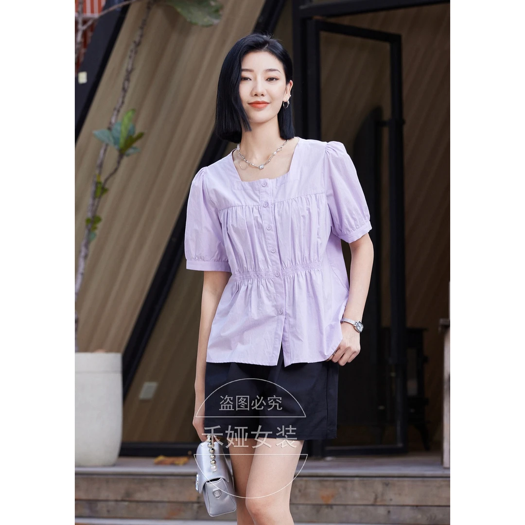 希茜1582 夏季气质穿搭时尚百搭韩版女衬衫