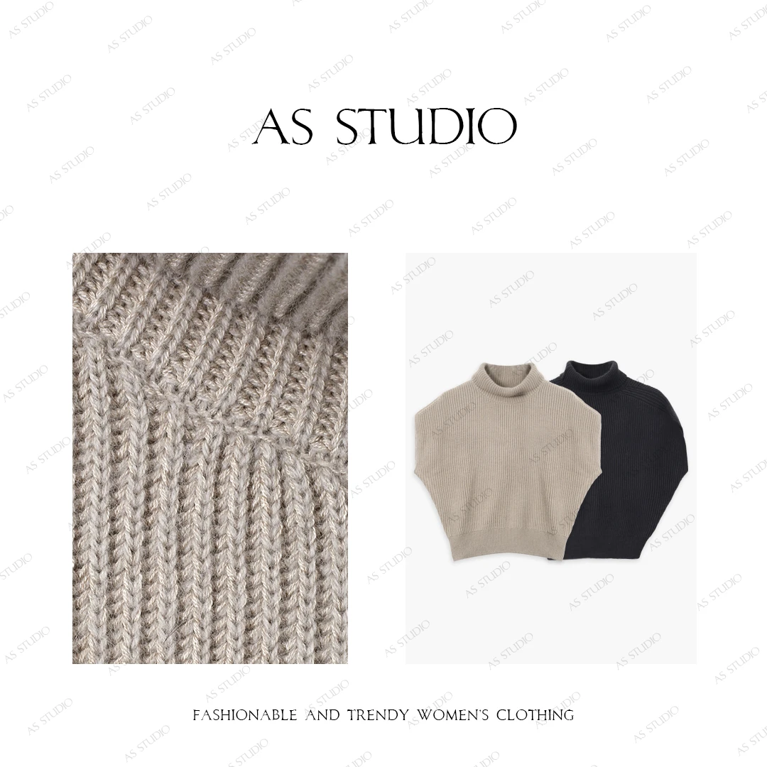 【AS晚清】25新高级感气质内搭高领不规则斗篷坎肩AS24DSY1147