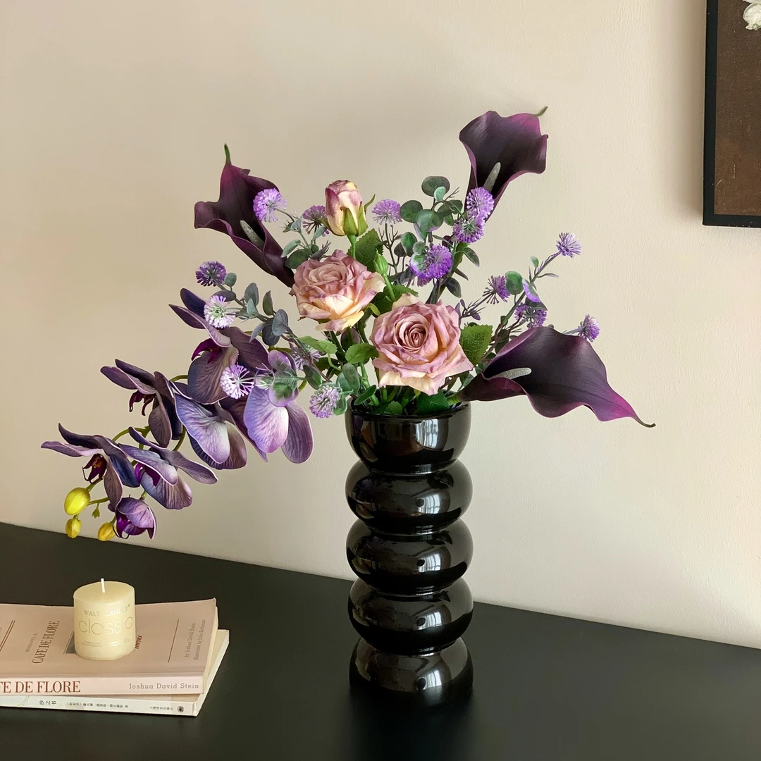 轻奢蝴蝶兰花束设计师客厅插花花瓶仿真花高端假花摆设装饰品摆件