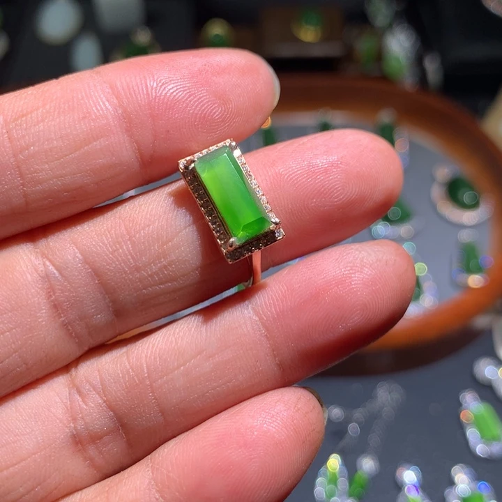 和田玉（碧玉）戒指银S925镶嵌