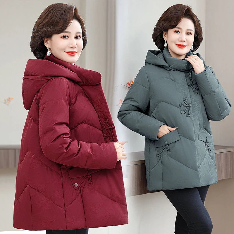 中年妈妈装冬装外套加绒加厚棉服冬季棉袄中老年女装母亲衣裳棉衣