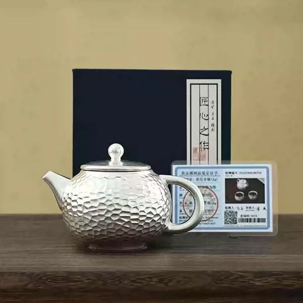 鎏银茶壶999陶胎泡茶壶轻奢鎏银茶杯陶瓷家用茶具1005