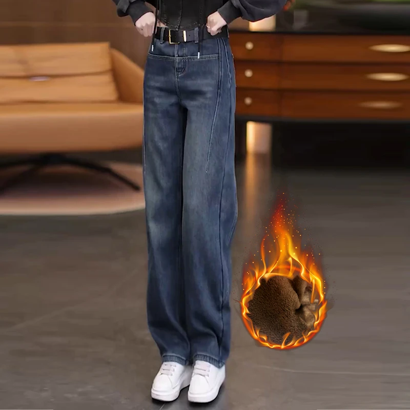 怀旧复古牛仔裤女秋冬季2025新款高腰弯刀裤香蕉裤阔腿宽松裤子