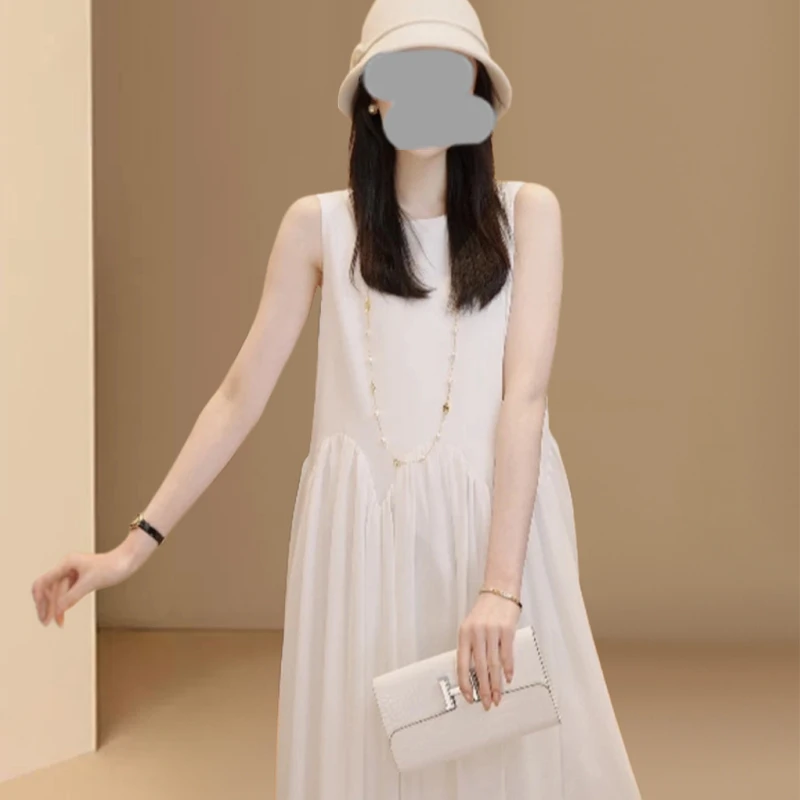 白色背心连衣裙女夏2025新款今年流行爆款高级洋气夏日绝美小裙子