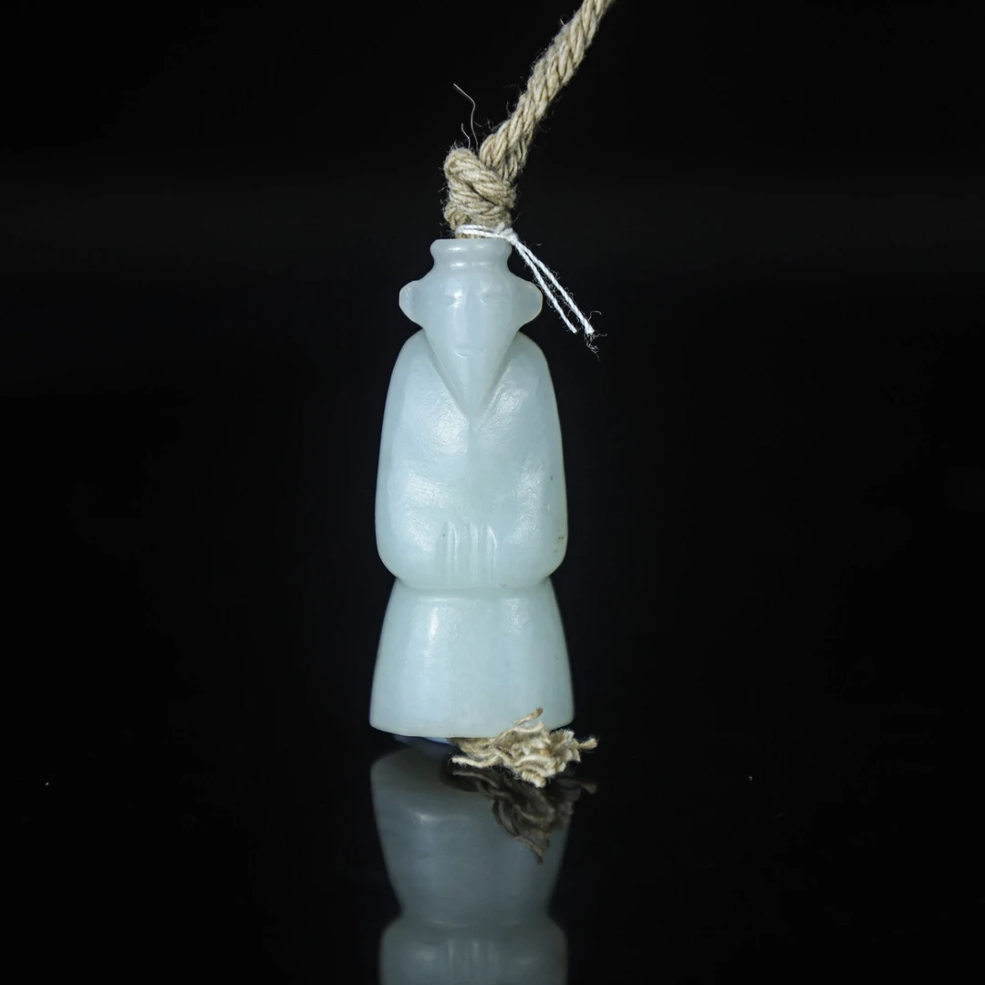 TCWWA09814清晚和田白玉翁仲挂件