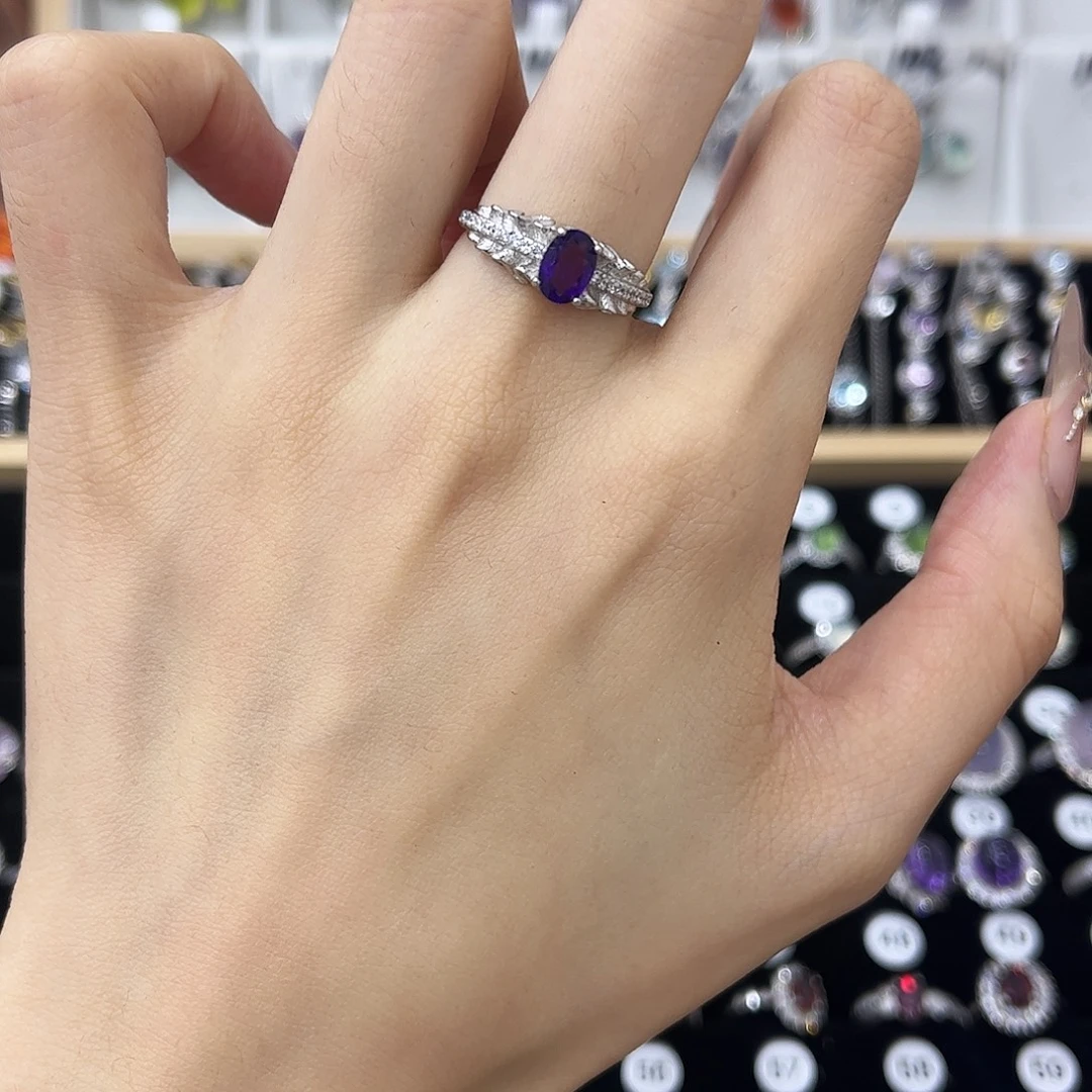 戒指银S925镶嵌紫晶