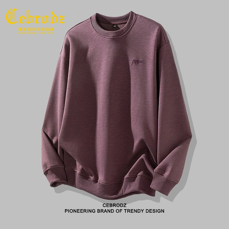 法国Cebrodz圆领刺绣卫衣男2025秋季新款套头宽松潮牌简约打底衫