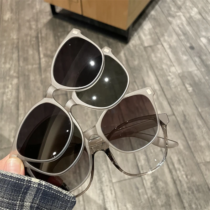 磁吸套镜太阳墨镜uv400偏光遮阳近视眼镜女三合一框架男时尚复古