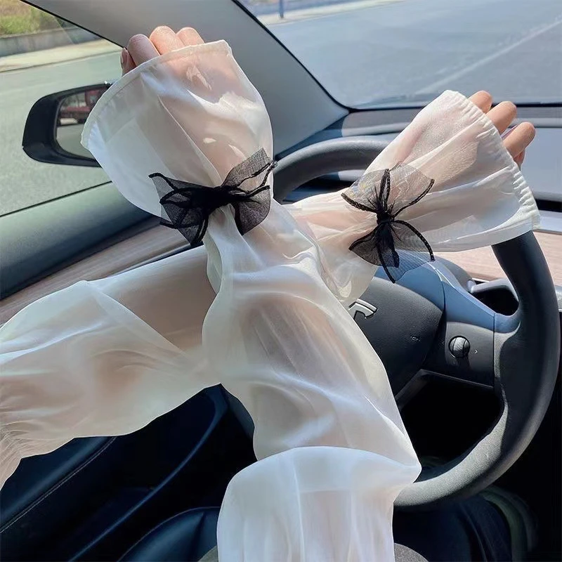 冰丝防晒袖套女2025新款蝴蝶结夏季手袖防紫外线手套宽仙女风冰袖