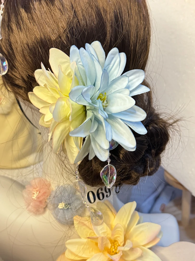 暑假清仓绢花发夹古风汉服仿真花甜美花朵边夹头饰后压马面裙古装