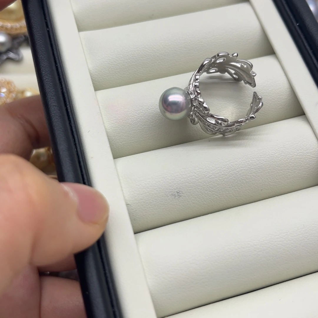 银S925镶嵌戒指海水珍珠