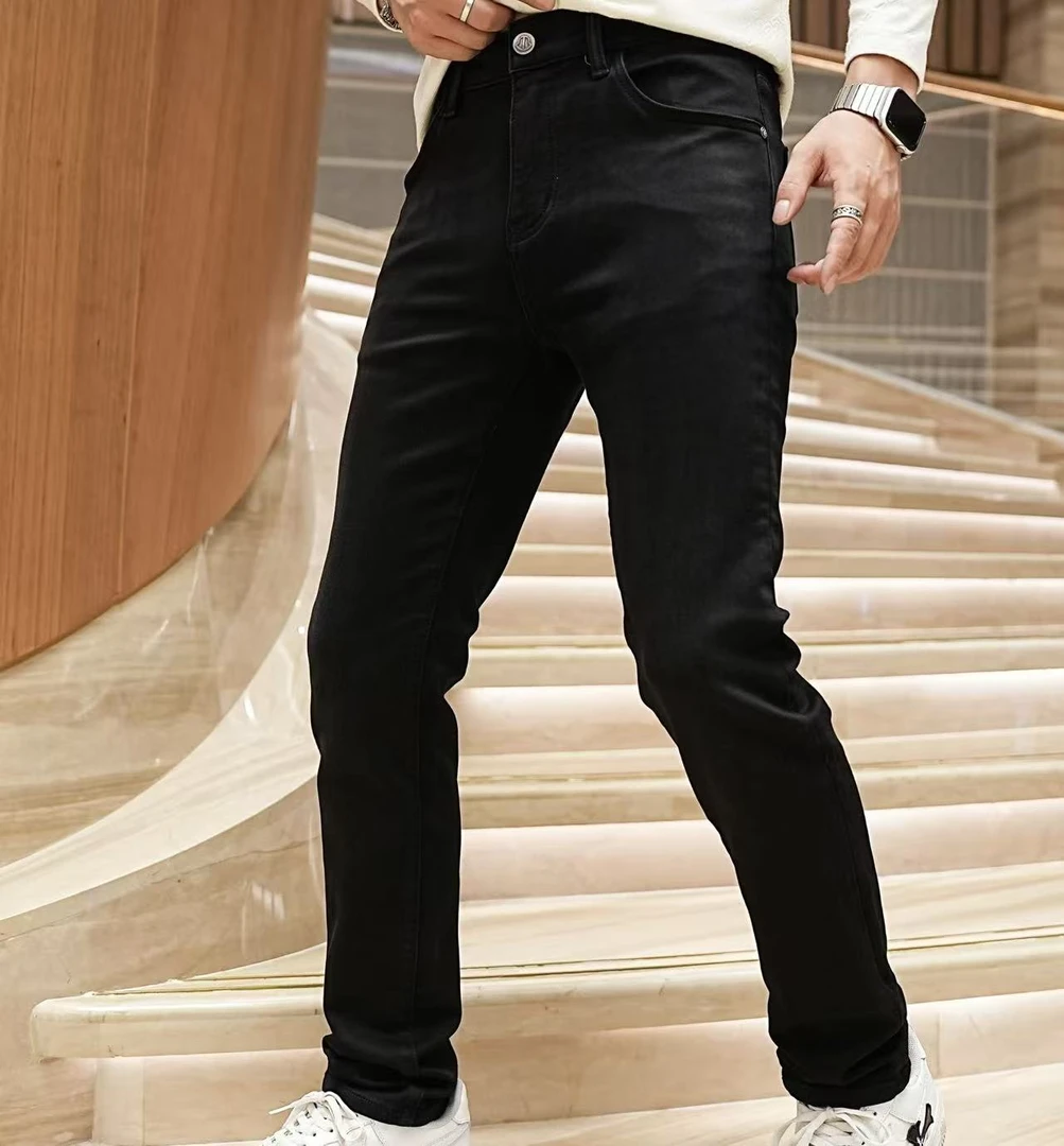 【豪专属】J028秋冬款黑灰色男士直筒牛仔裤