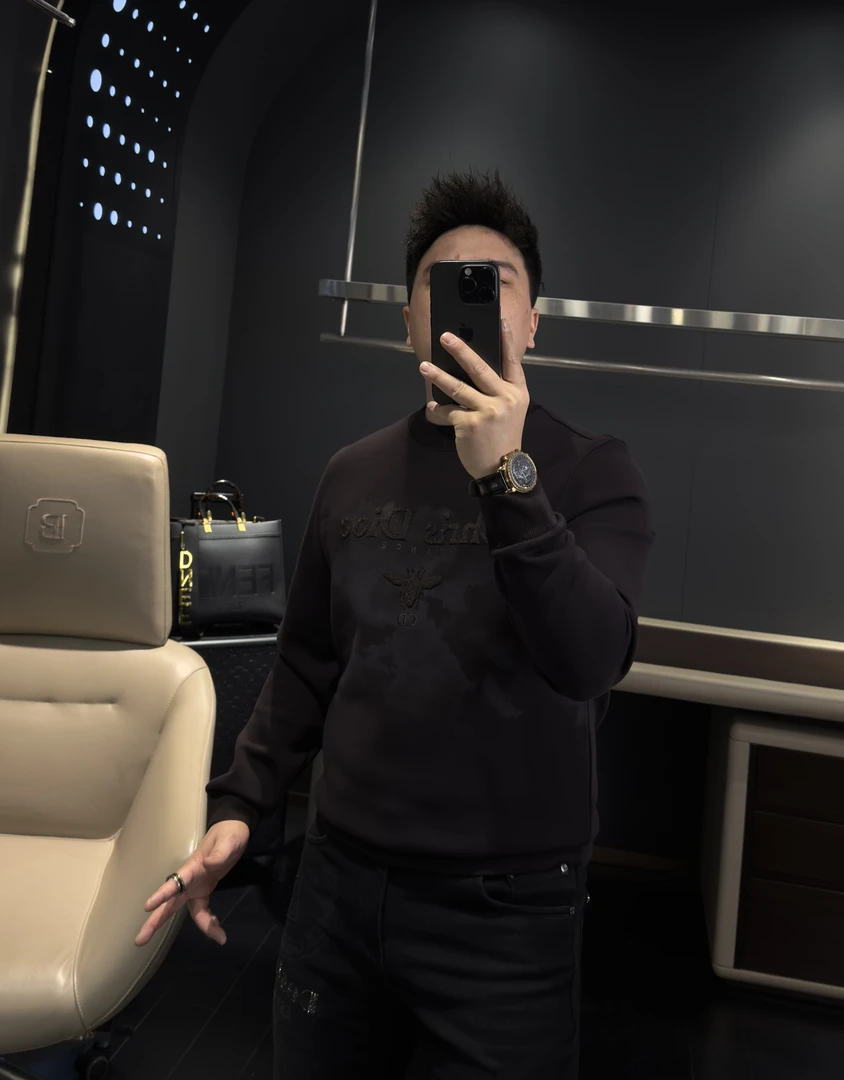 【马哥严选】男士潮牌打底圆领微磨毛紫灰羊绒卫衣秋冬长袖简约百搭