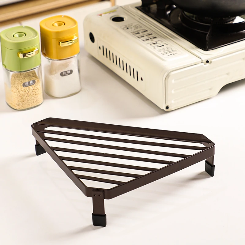 舍里厨房锅架三角置物架汤盆防烫台面转角架多功能收纳架金属铁架