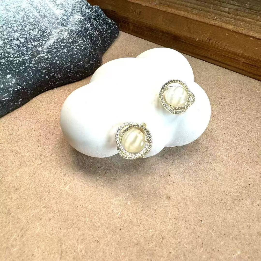耳饰 钻款包镶白猫眼耳钉512268