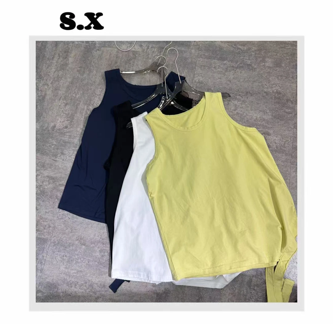 S.X 2025春夏新款自制款线条边背心