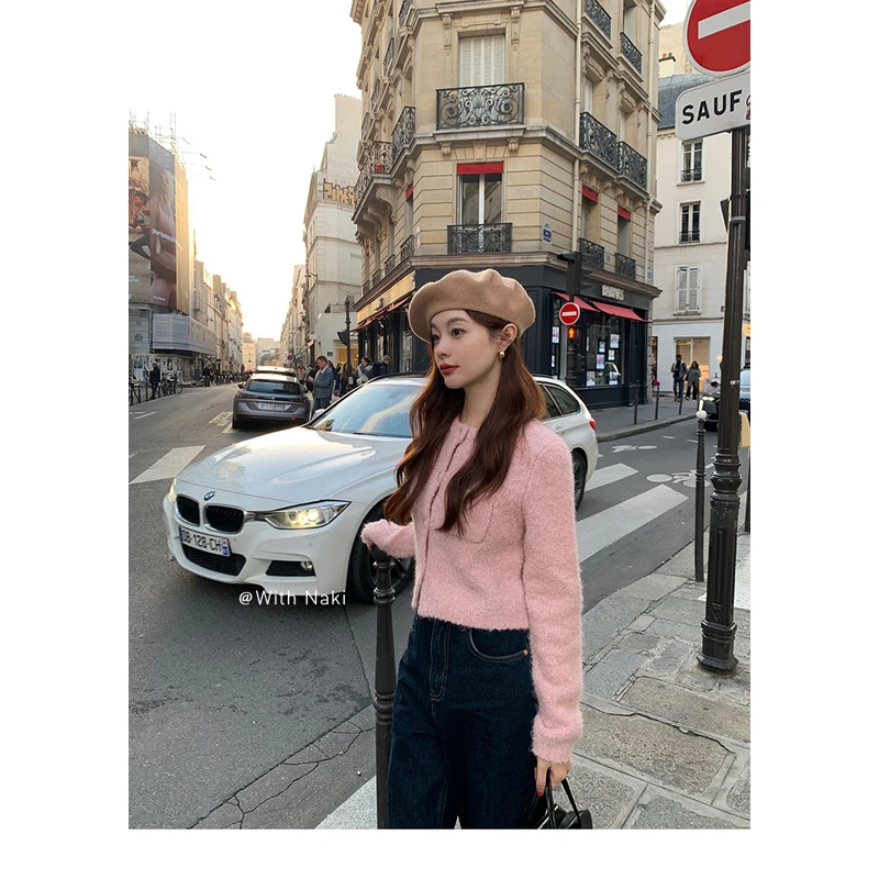 【大大钱2】阿尔帕卡樱花粉冬季软糯毛衣针织显瘦百搭秋冬