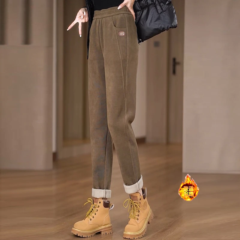 ESSENCEZAZOREVEAL/露卡索冬季加绒加厚锥形裤保暖休闲百搭小脚裤