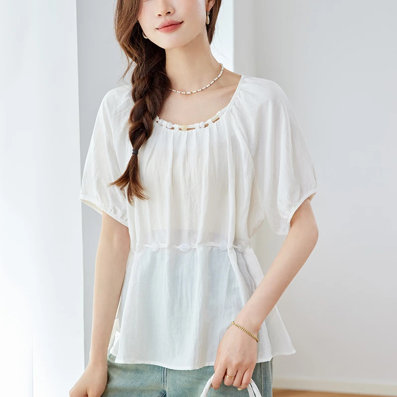 大码胖mm遮肚子雪纺衫夏季气质高级感女装短袖t恤2025新款上衣女