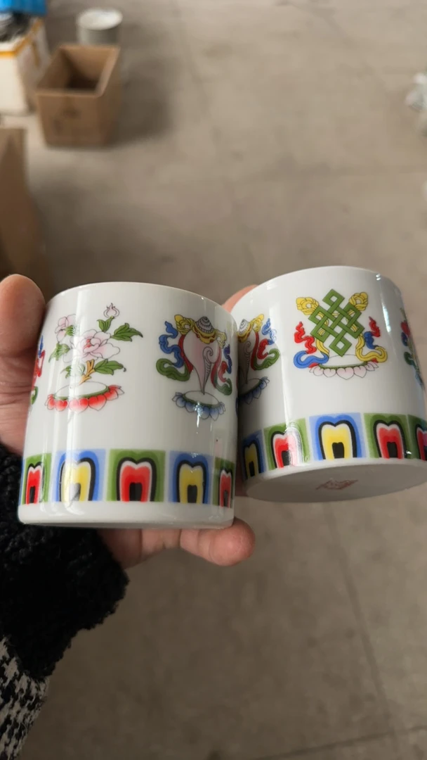 景德镇高温陶瓷八宝主人杯 2 只