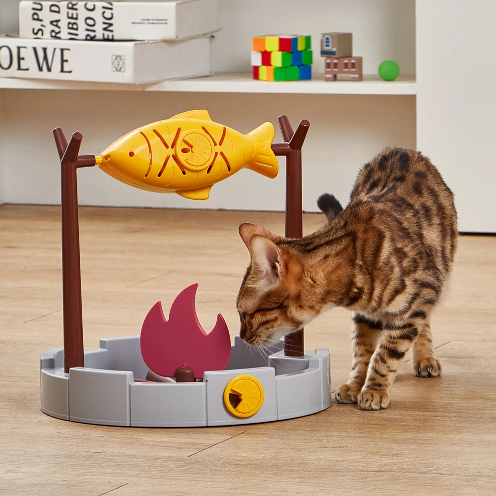 出口烤鱼猫咪玩具漏食器