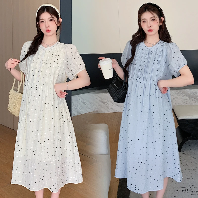 【嗒嗒】2025夏季新款孕妇连衣裙小清新显瘦棉波点时尚孕妇连衣裙