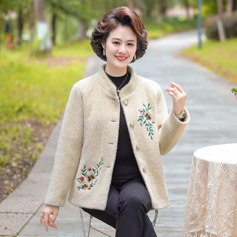 7908-老年人奶奶中年加厚外套妈妈中老年女装上衣秋冬保暖衣服